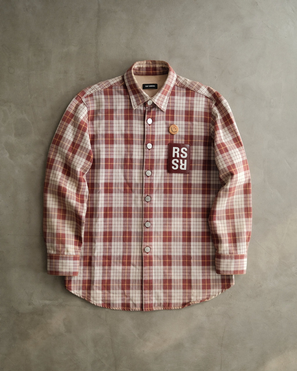 RAF SIMONS Brown Check Denim Shirt