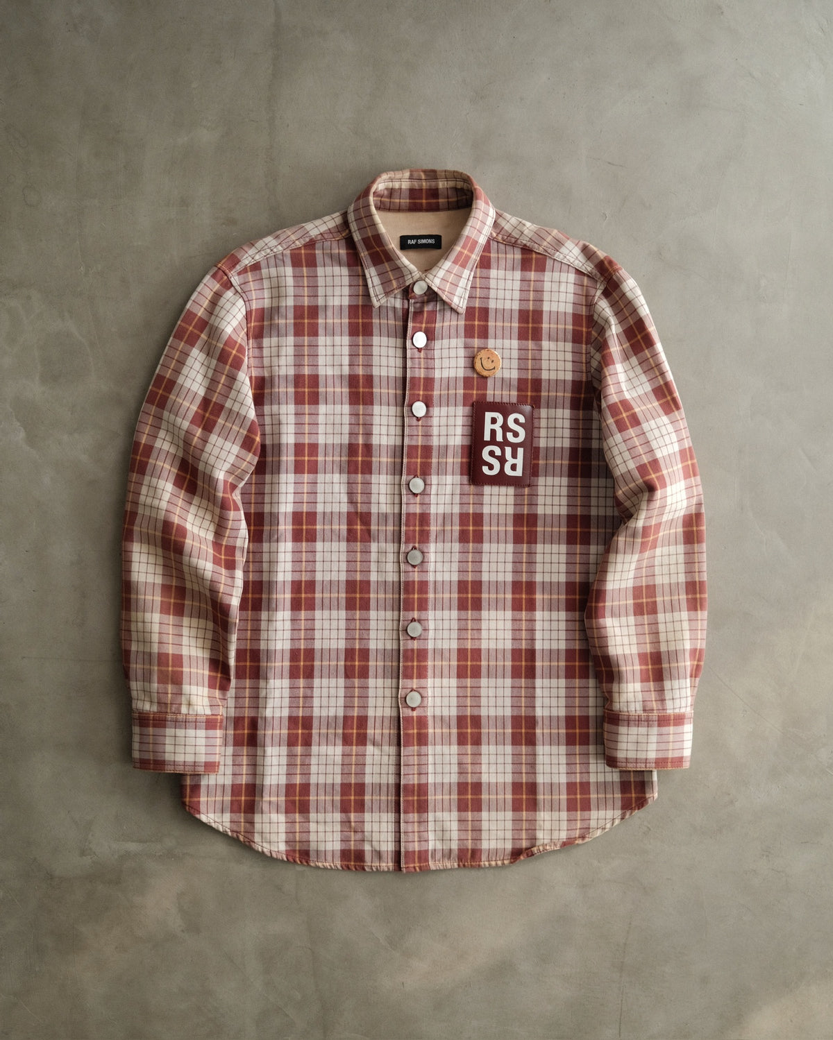 RAF SIMONS Brown Check Denim Shirt