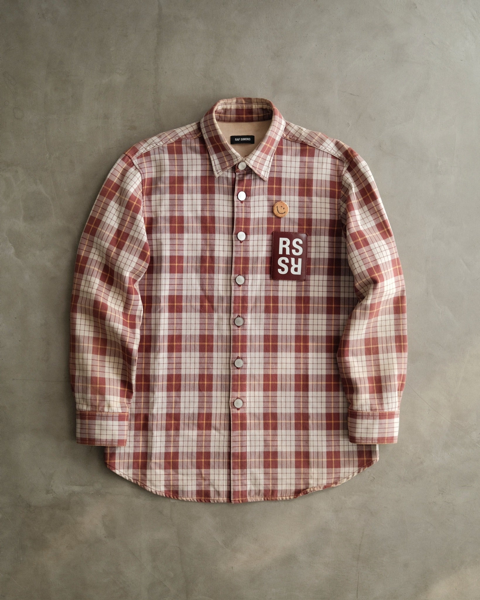 RAF SIMONS Brown Check Denim Shirt