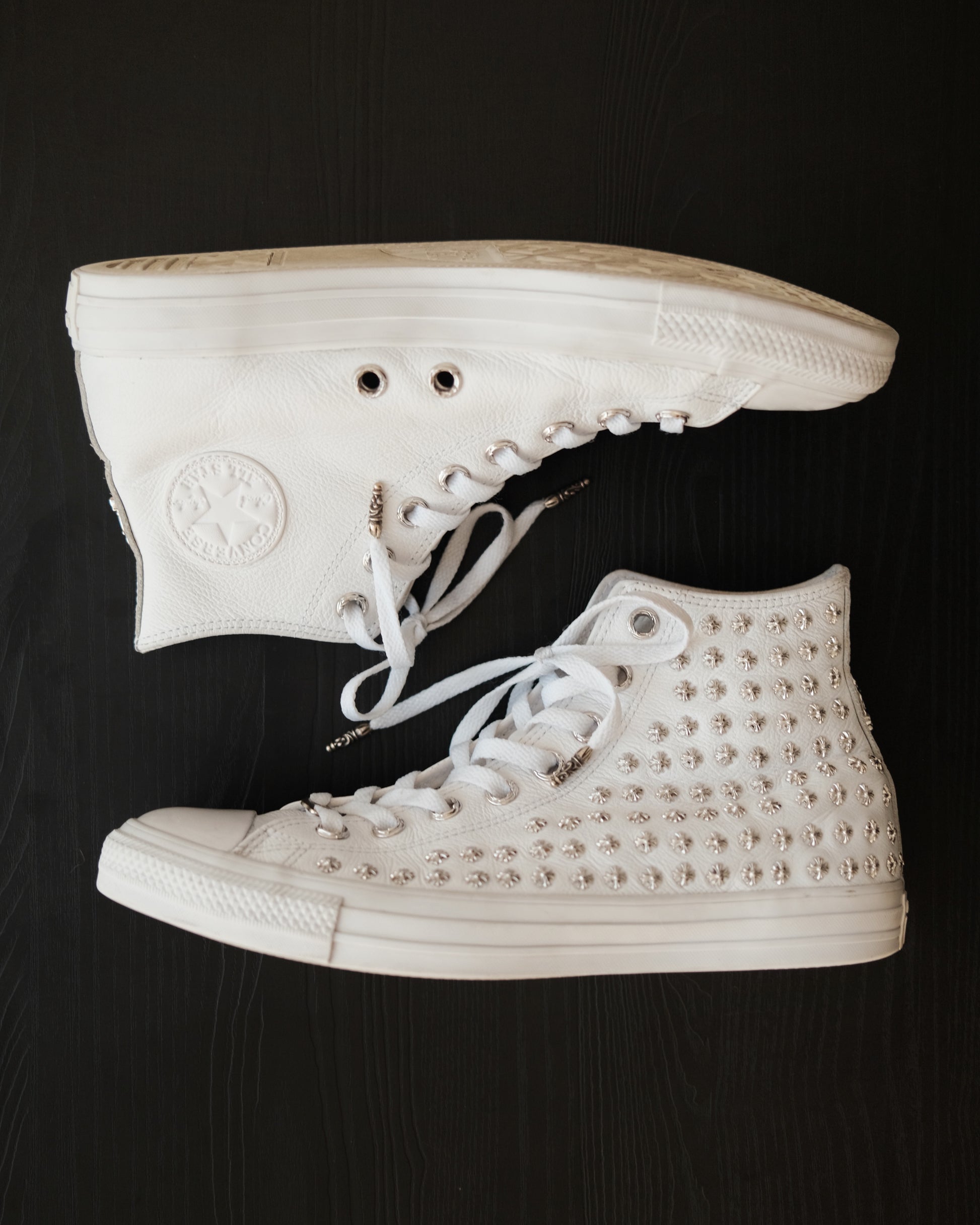 CHROME HEARTS Embellished Leather Chuck Taylor Converse