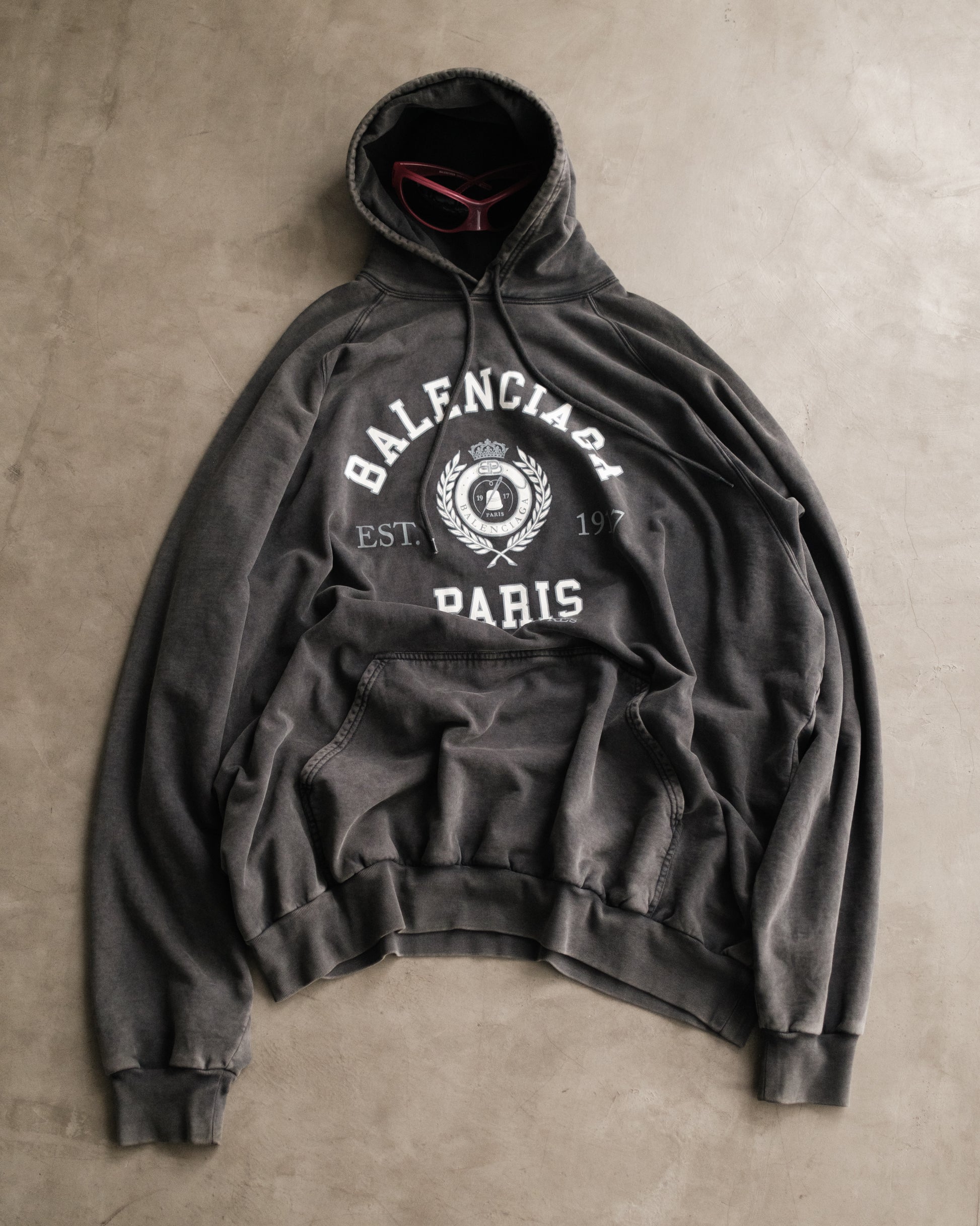 BALENCIAGA College 1917 Cracked Print Hoodie