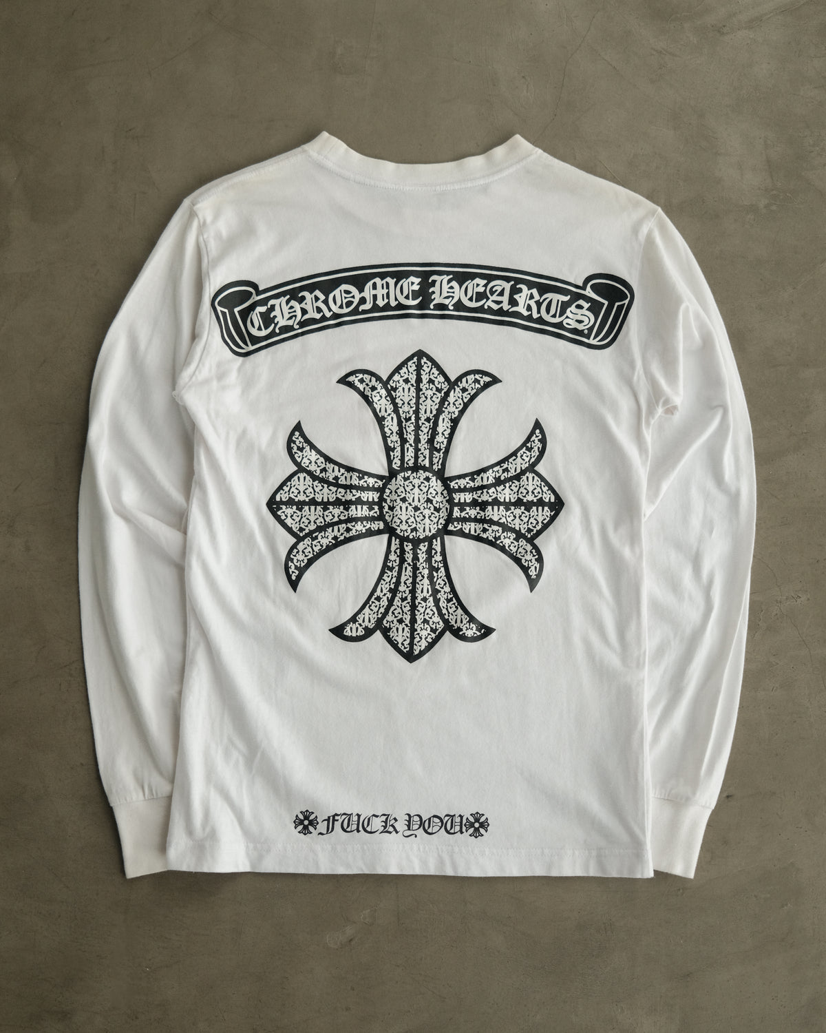 Vintage CHROME HEARTS Scroll Logo Cross L/S T-Shirt