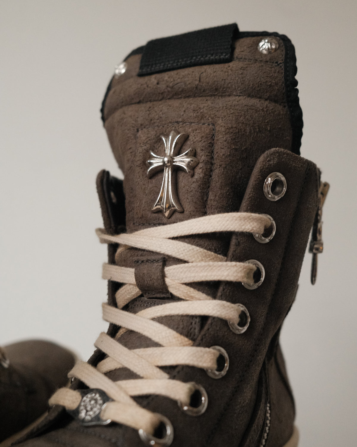 Chrome Hearts x Rick Owens Suede Rhodium Cross Geobasket