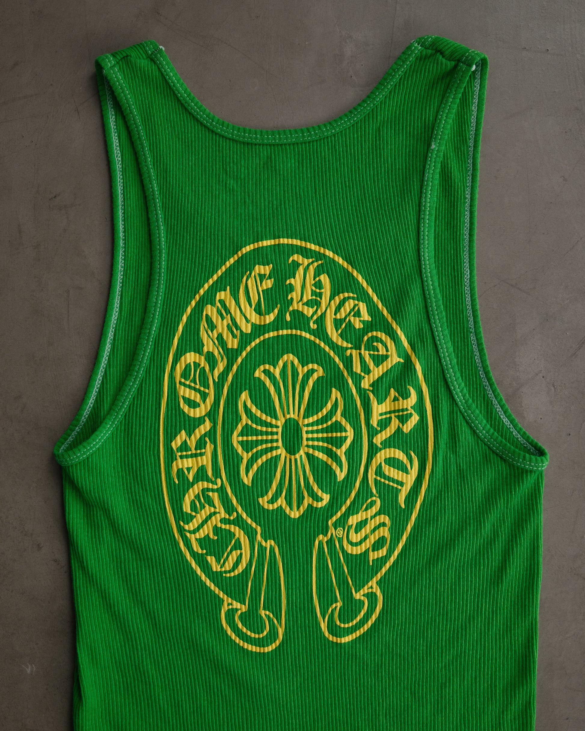 CHROME HEARTS Green Horseshoe Logo Tank Top