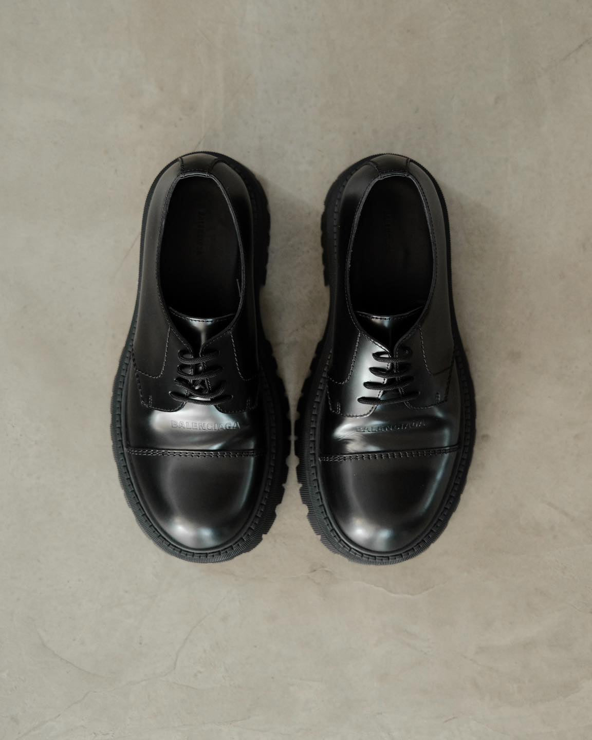 BALENCIAGA Leather Tractor Derby Shoes.
