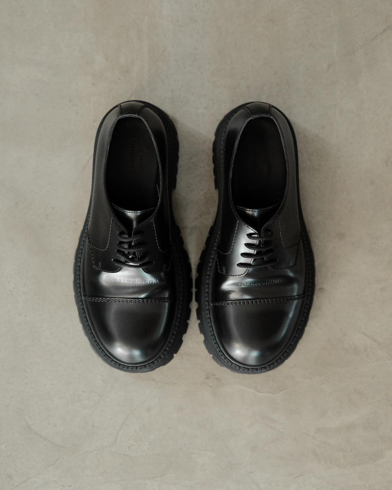 BALENCIAGA Leather Tractor Derby Shoes.