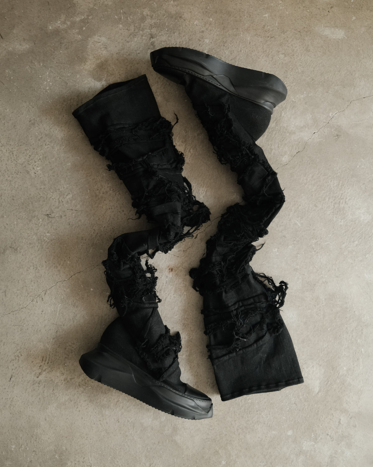 Rick Owens Drkshdw Black Destroyed Denim Stockings