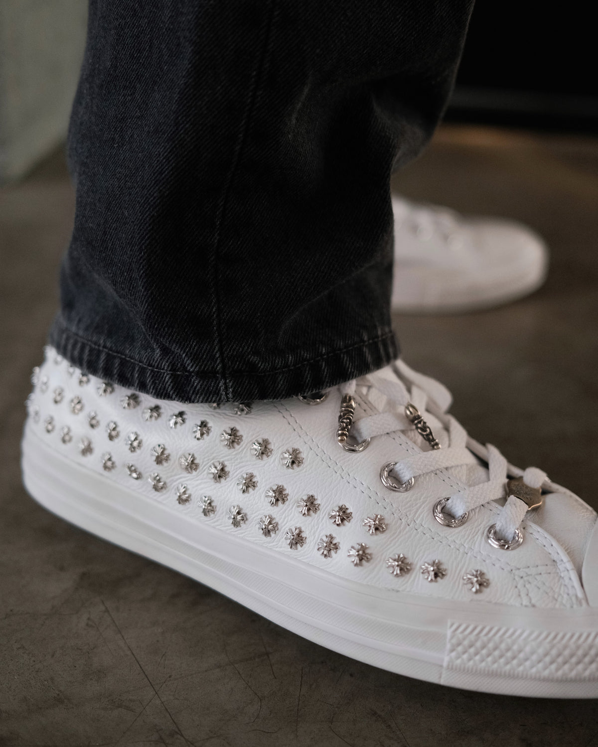 CHROME HEARTS Embellished Leather Chuck Taylor Converse