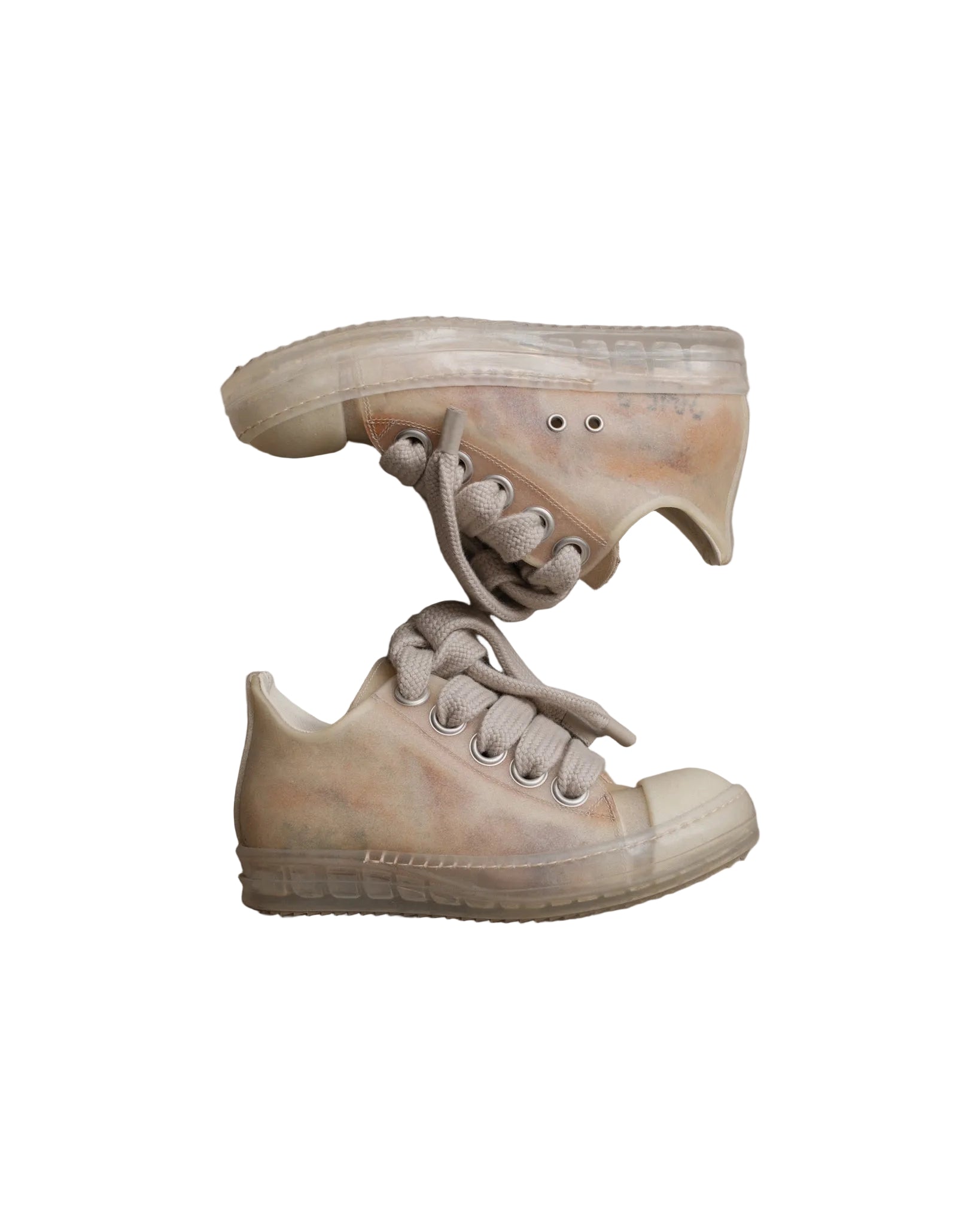 RICK OWENS SS23 LOW SNEAKERS – Natural/Clear