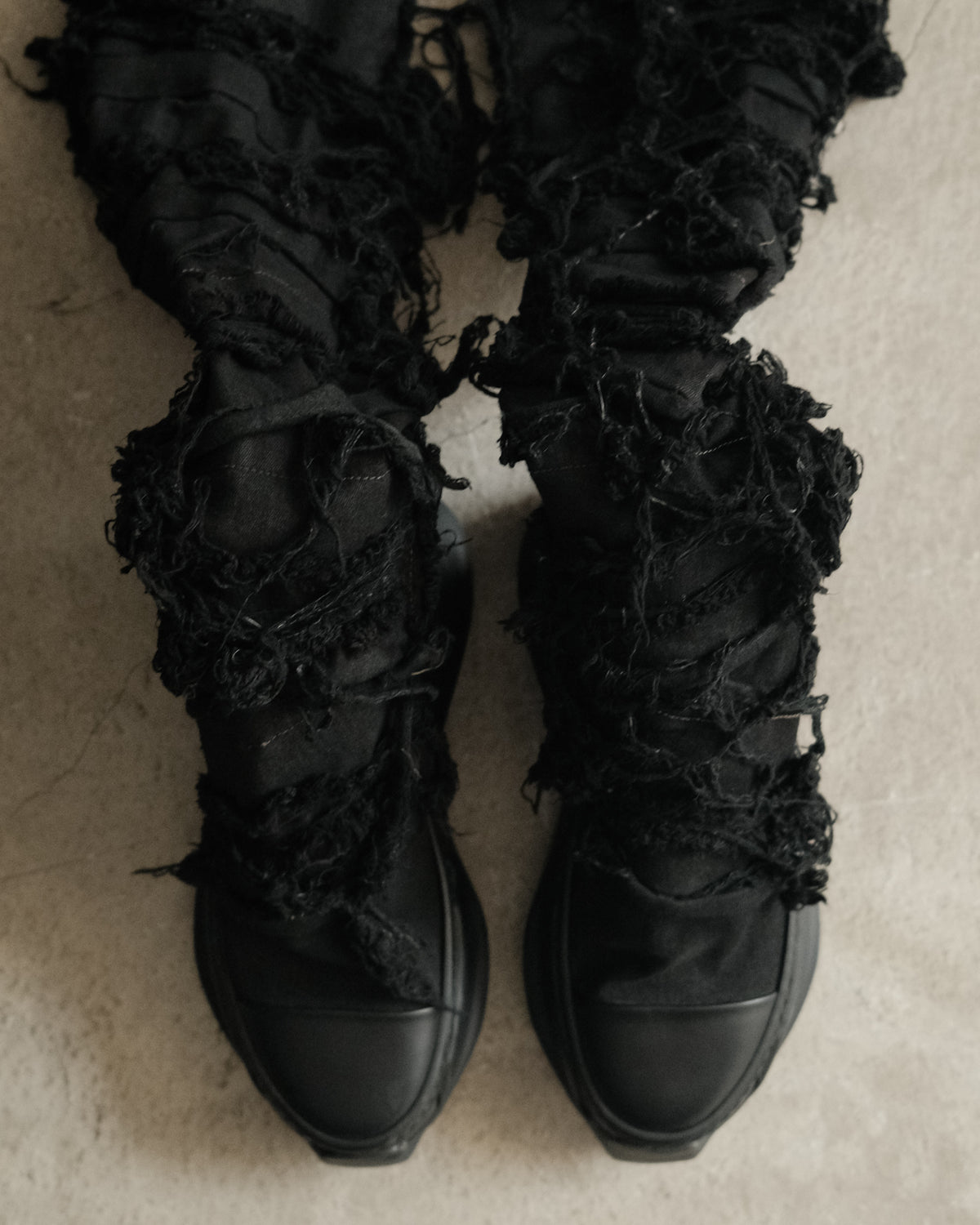 Rick Owens Drkshdw Black Destroyed Denim Stockings
