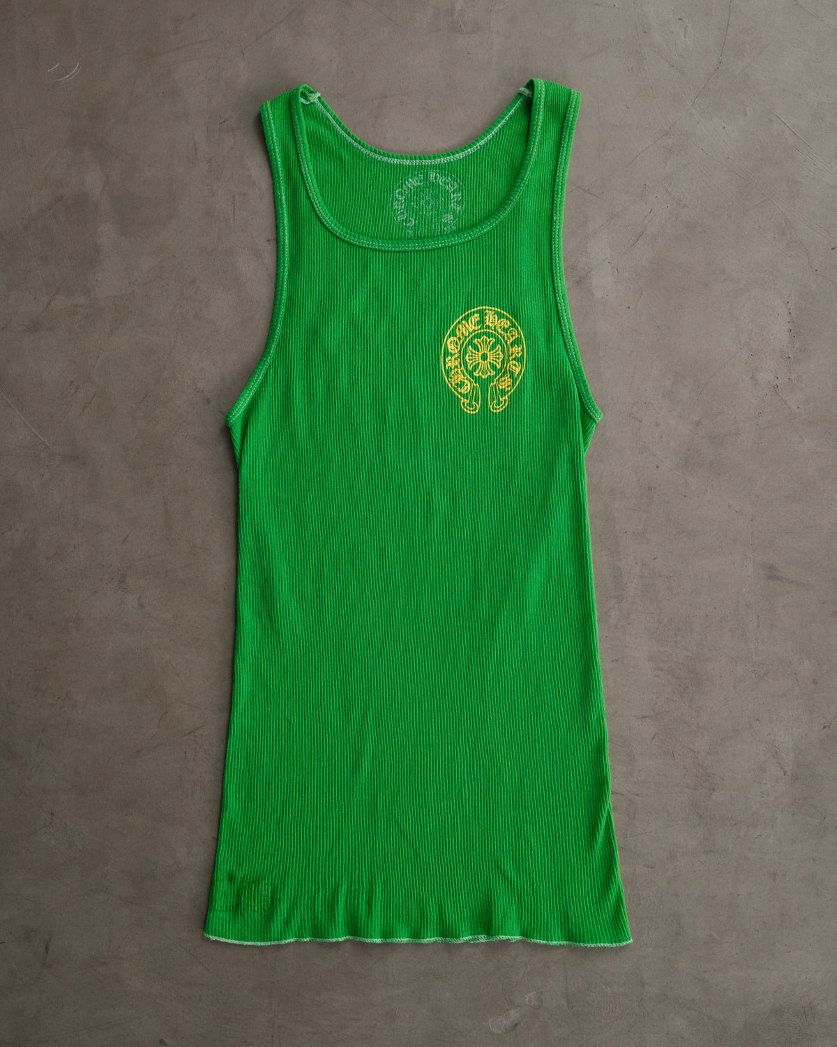 CHROME HEARTS Green Horseshoe Logo Tank Top