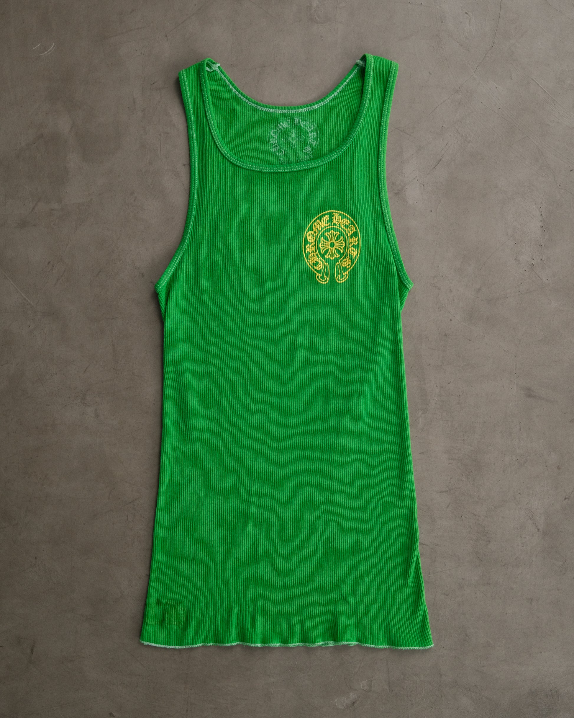 CHROME HEARTS Green Horseshoe Logo Tank Top