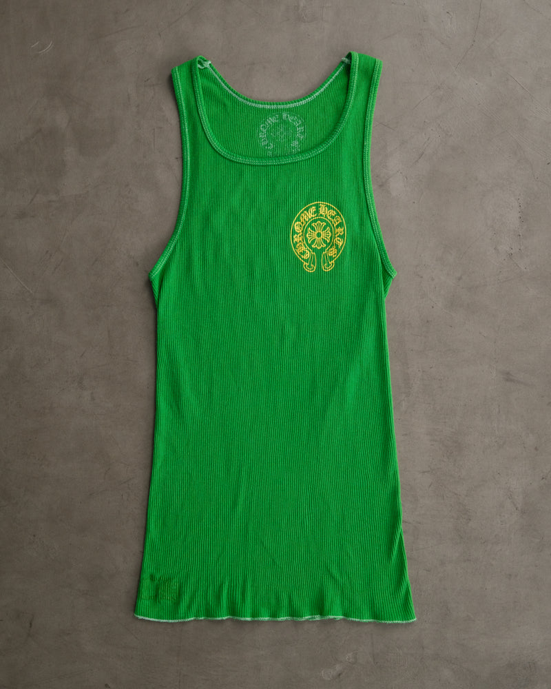 CHROME HEARTS Green Horseshoe Logo Tank Top