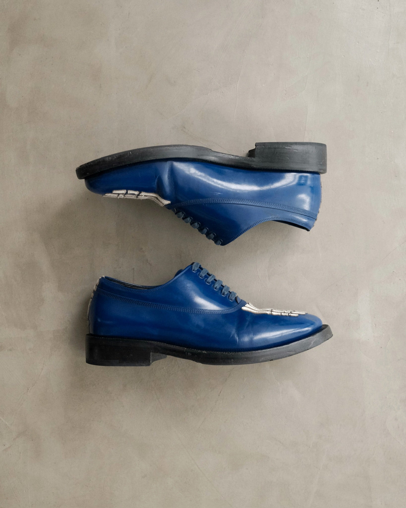 Aw13 UNDERCOVER Anatomicouture
Skeletion Blue Derby Shoes.