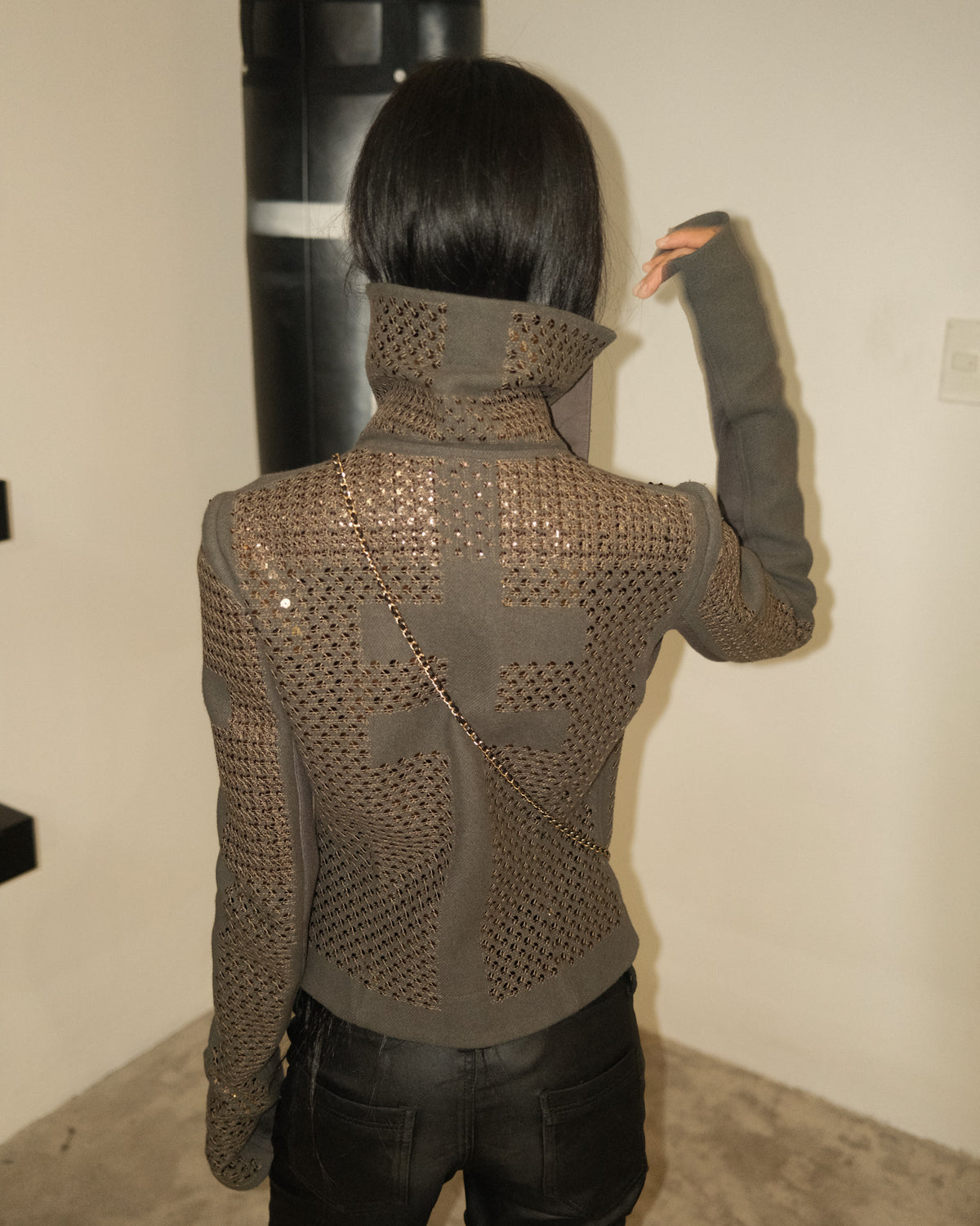 Rick Owens “SPHINX” FW15 Embroidered Sequin Biker Jacket