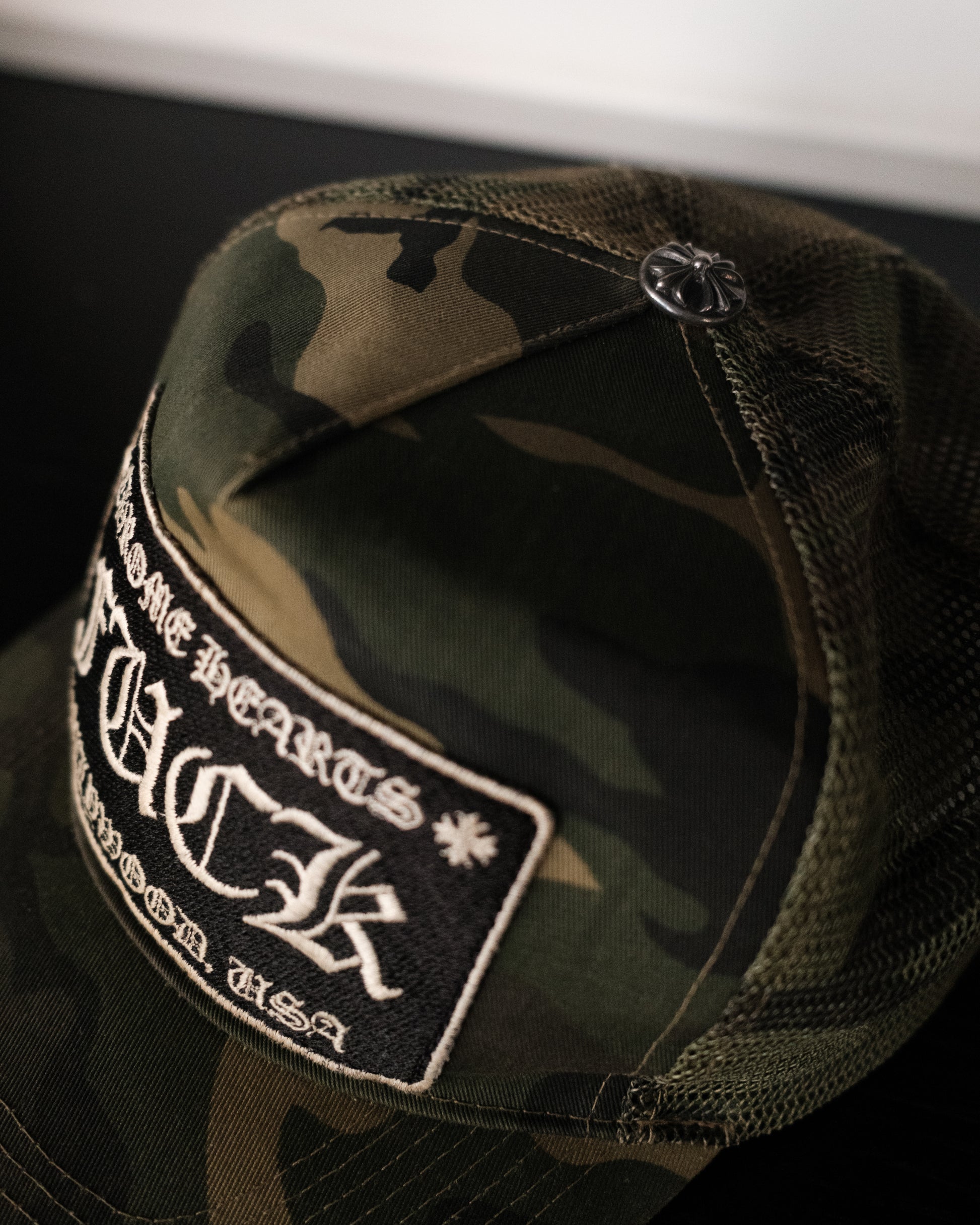 CHROME HEARTS Vintage Camo Trucker Hat