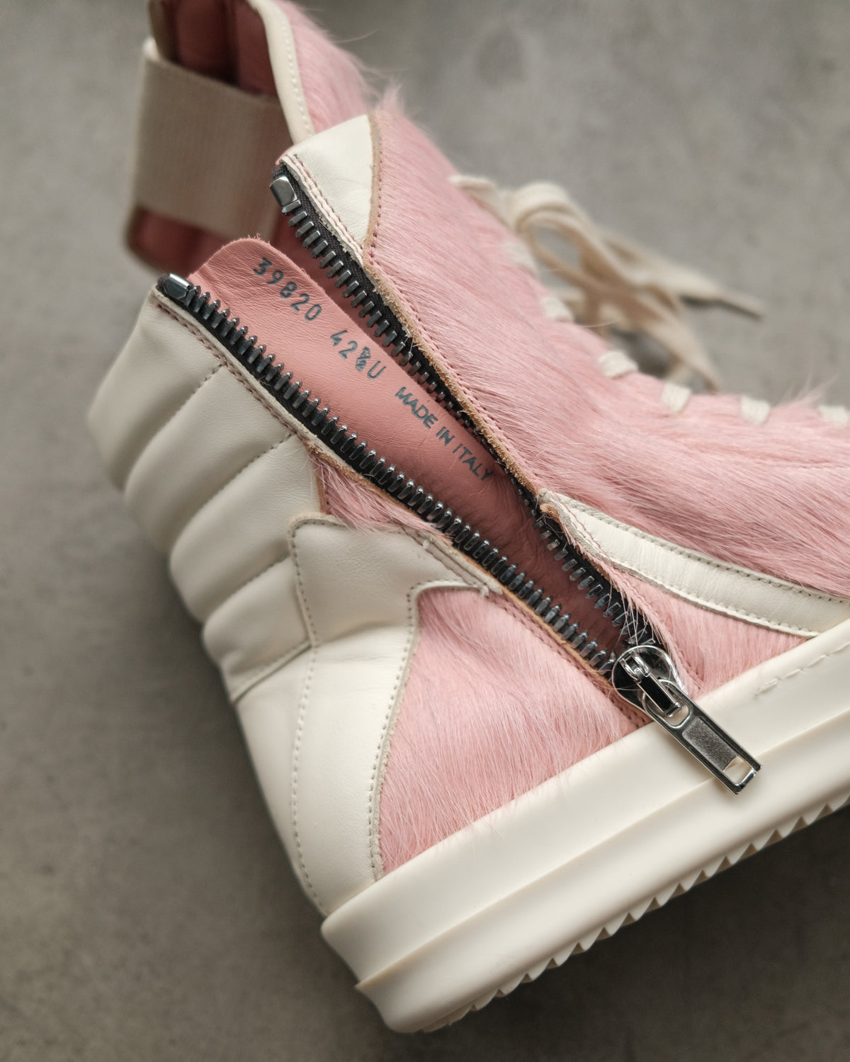 Rick Owens Pink Geobasket Pony Hair Sneakers