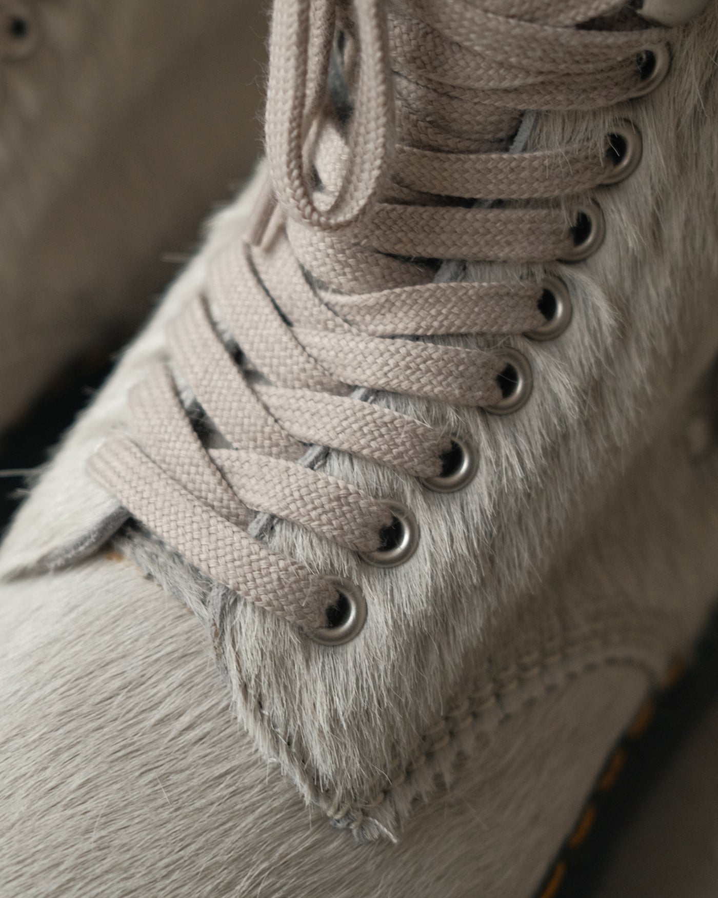Rick Owens x Dr. Martens ‘Calf Hair’ Hi-top Light Grey Side Zip Boots