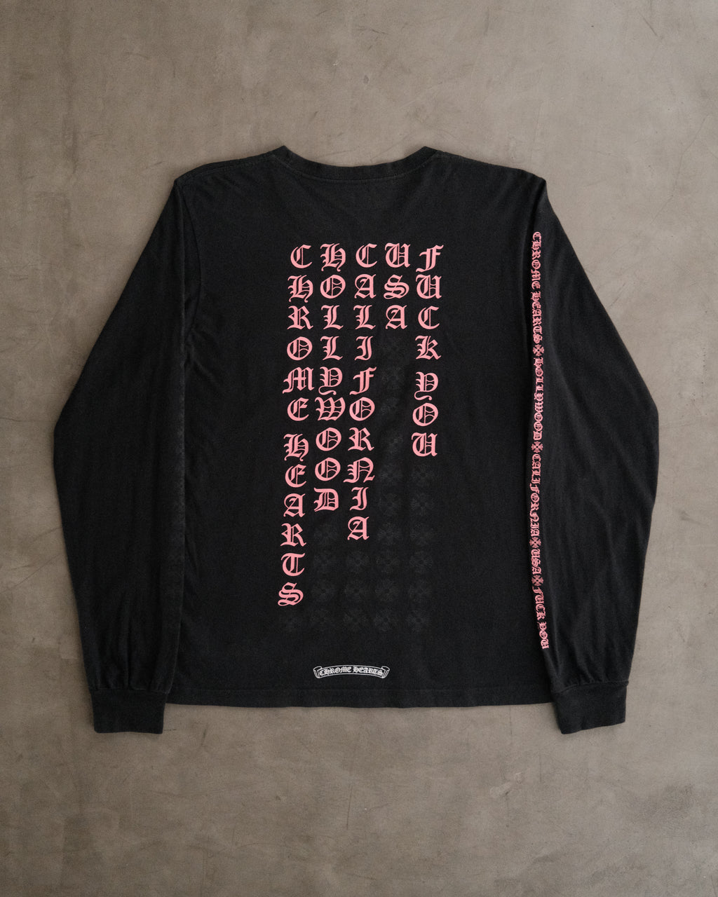 CHROME HEARTS “Fuck You” Ancient Scrips Pink L/S Tee