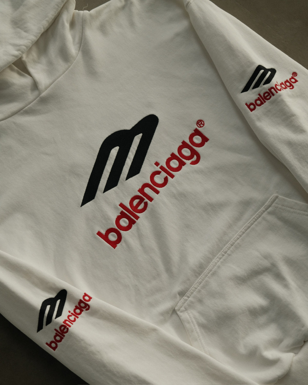 BALENCIAGA White 3B Sport Icon Hoodie