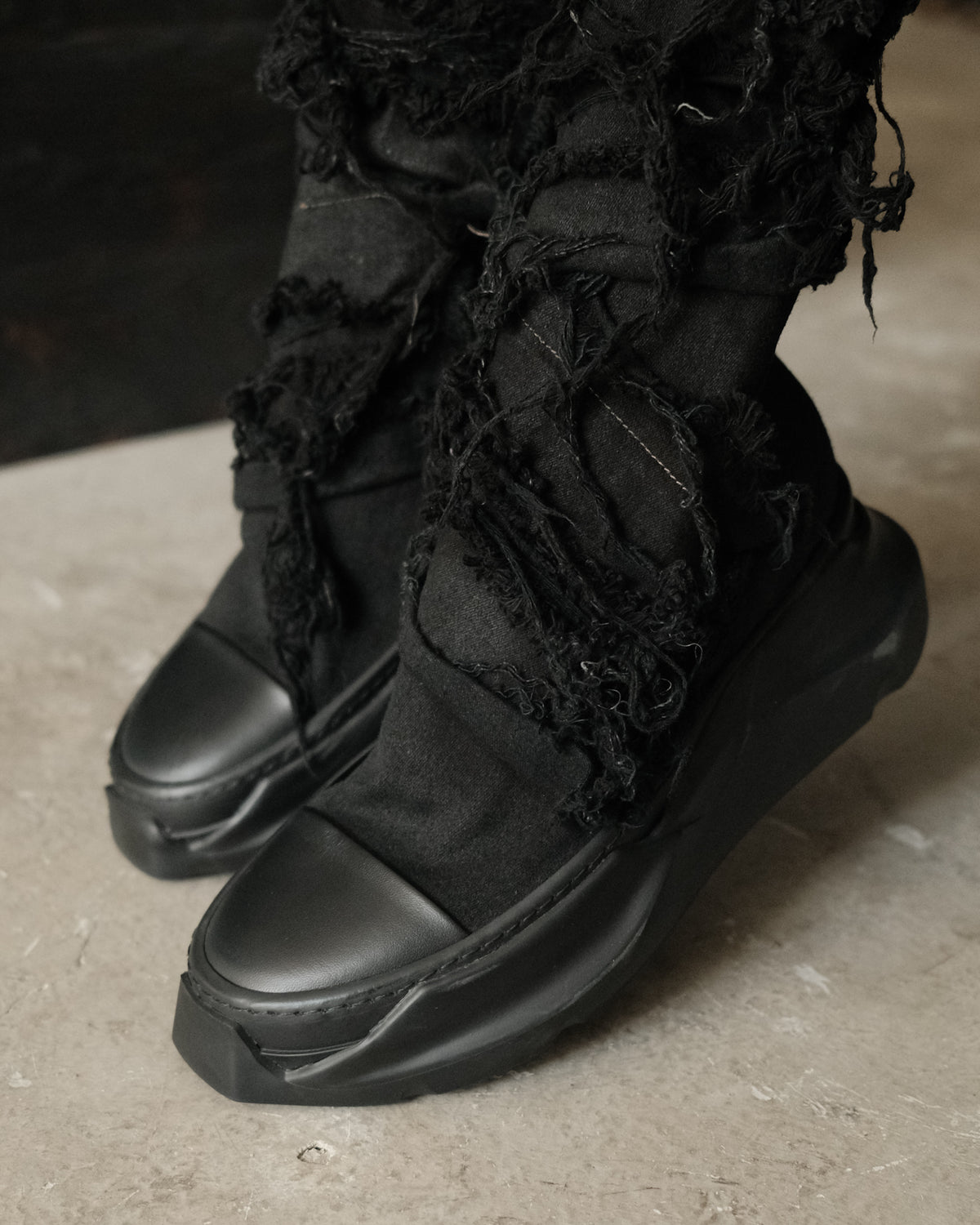 Rick Owens Drkshdw Black Destroyed Denim Stockings